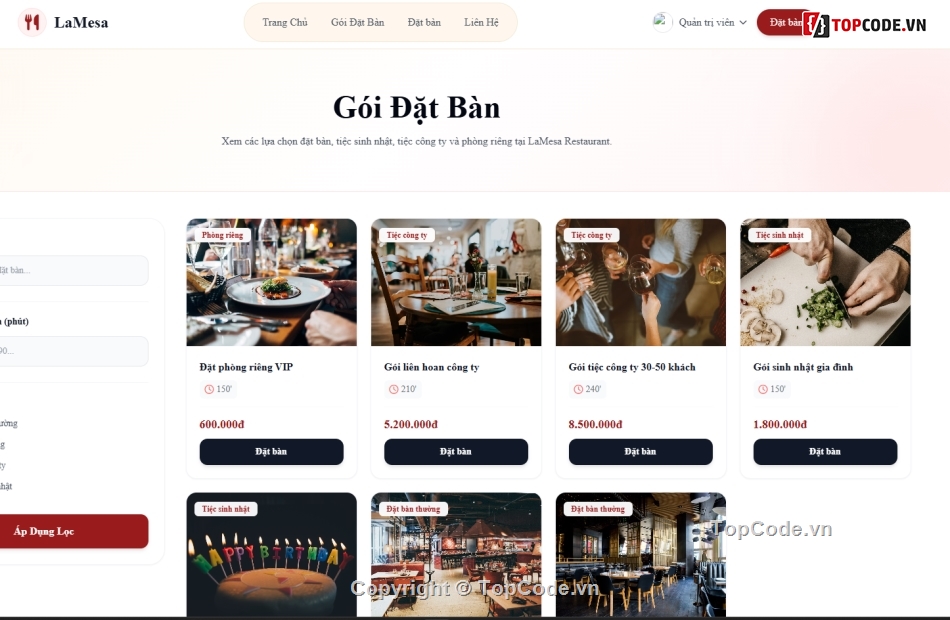 web đặt hàng,website nhà hàng,nhà hàng